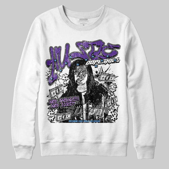 PURPLE Sneakers DopeSkill Sweatshirt No Money No Lust Graphic Streetwear - WHite 