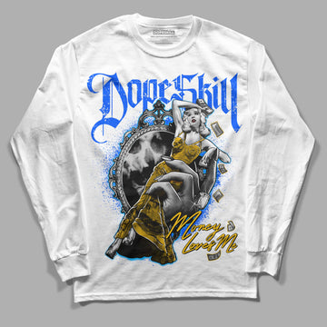 Royal Blue Sneakers DopeSkill Long Sleeve T-Shirt Money Loves Me Graphic Streetwear - White