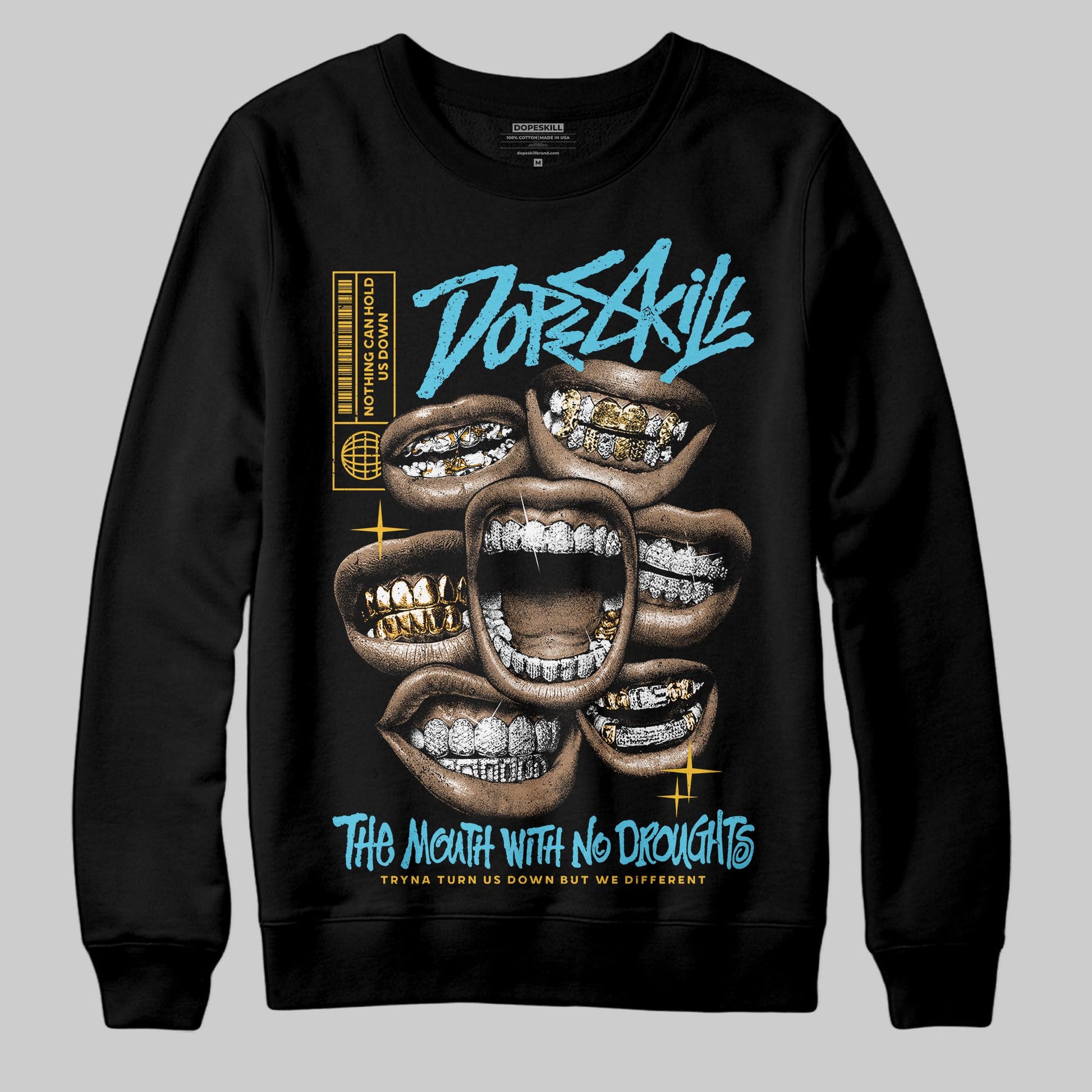 Jordan 11 Retro Gamma Blue (2025) DopeSkill Sweatshirt The Mouth With No Droughts Graphic Streetwear - Black