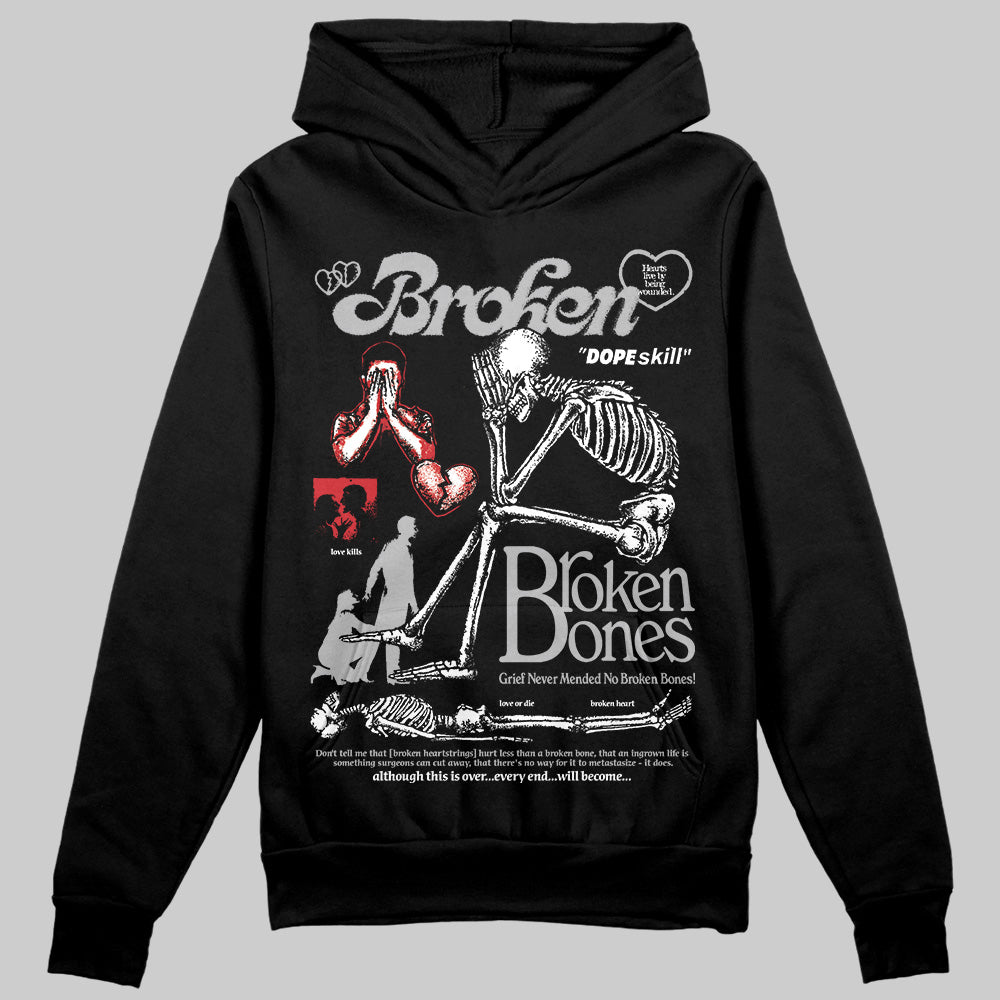 Jordan 3 OG “Black Cement” DopeSkill Hoodie Sweatshirt Broken Bones Graphic Streetwear - Black