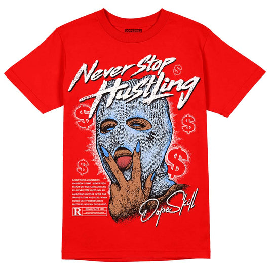 Jordan 11 Retro Cherry DopeSkill Varsity Red T-Shirt Never Stop Hustling Graphic Streetwear 