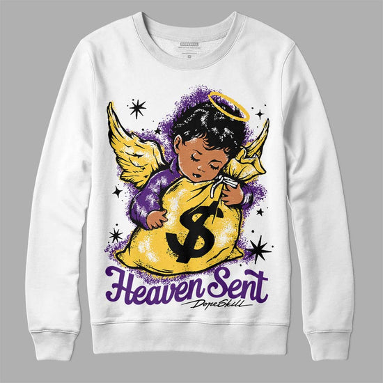 Jordan 12 “Field Purple” DopeSkill Sweatshirt Heaven Sent Graphic Streetwear - White