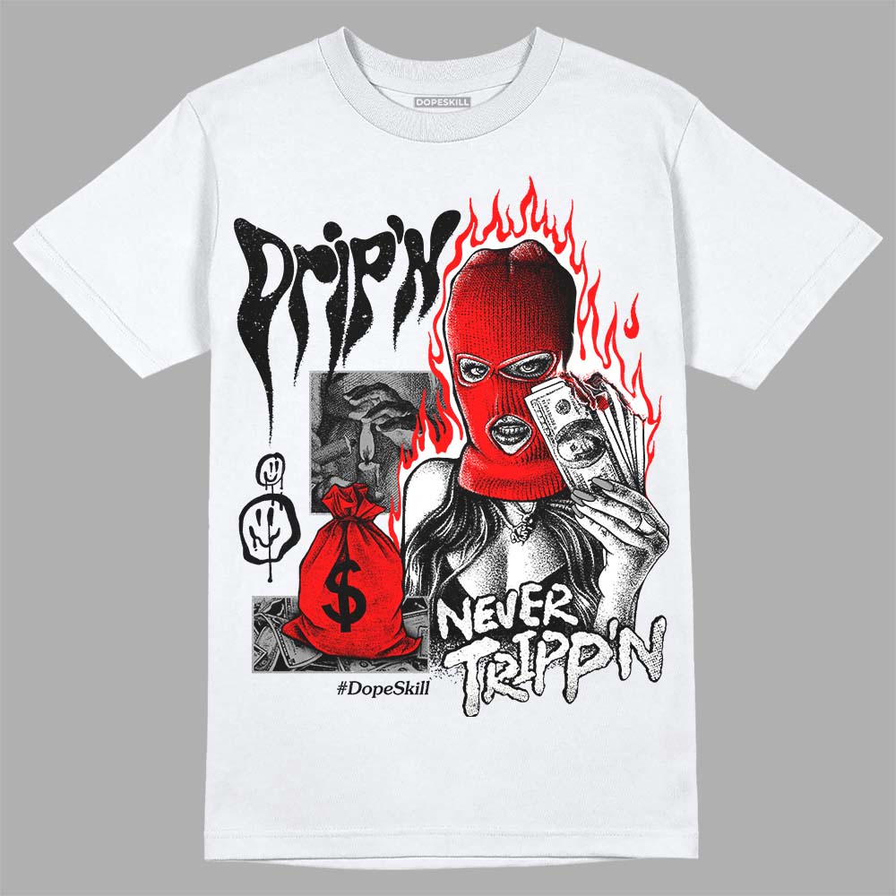 Black and White Sneakers DopeSkill T-Shirt Drip'n Never Tripp'n Graphic Streetwear - White