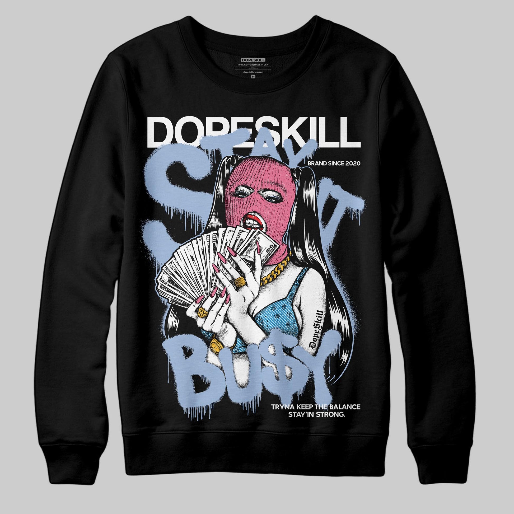 Jordan 3 GS “Cobalt Bliss” DopeSkill Sweatshirt Stay It Busy Graphic Streetwear - Black