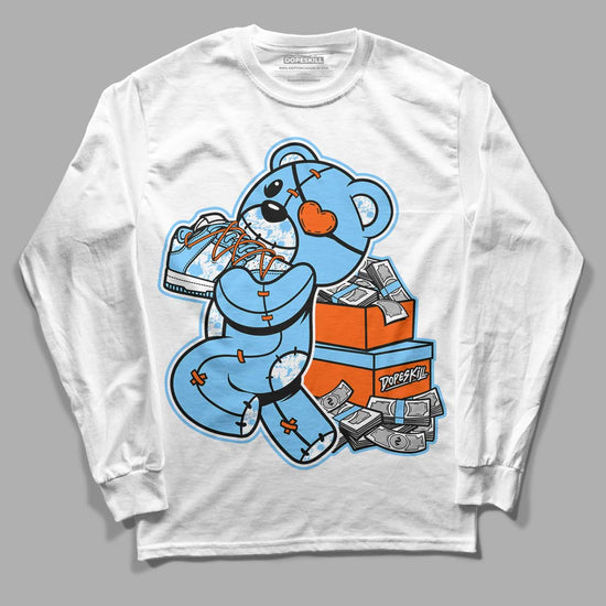 Dunk Low Futura University Blue DopeSkill Long Sleeve T-Shirt Bear Steals Sneaker Graphic Streetwear - White