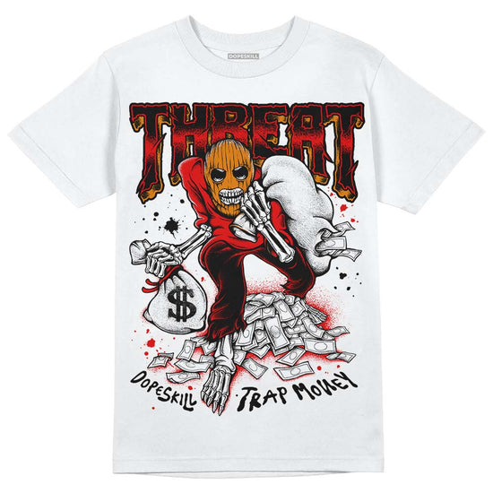 Jordan 4 Retro Red Cement DopeSkill T-Shirt Threat Graphic Streetwear - White