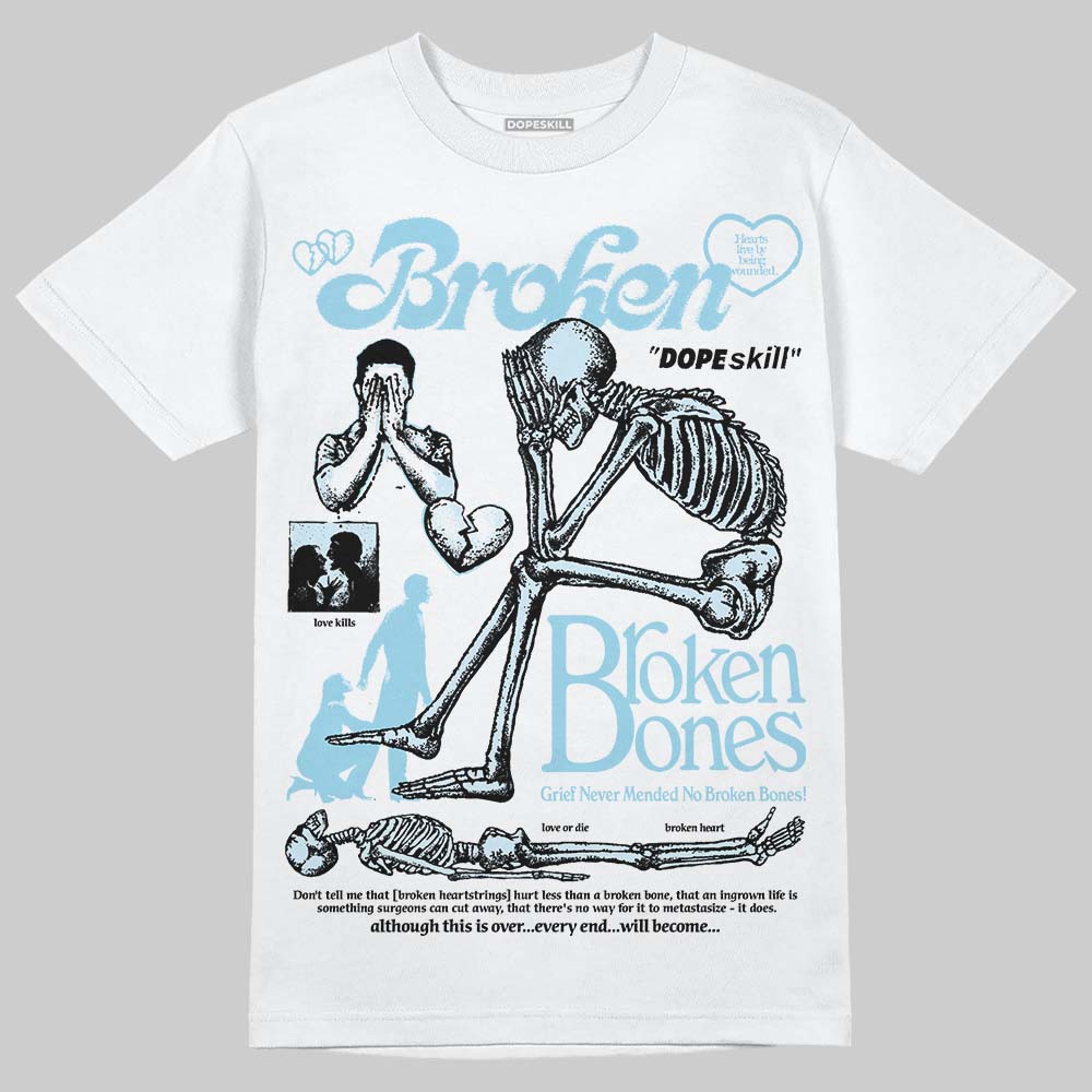 Vans Knu Stack Vintage Satin Dream Blue DopeSkill T-Shirt Broken Bones Graphic Streetwear - White