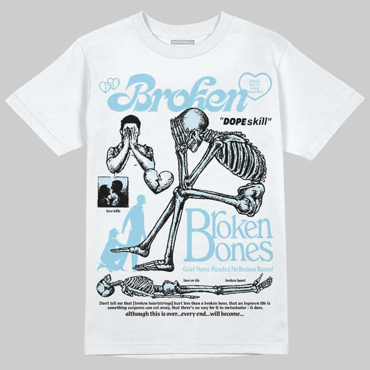 Vans Knu Stack Vintage Satin Dream Blue DopeSkill T-Shirt Broken Bones Graphic Streetwear - White