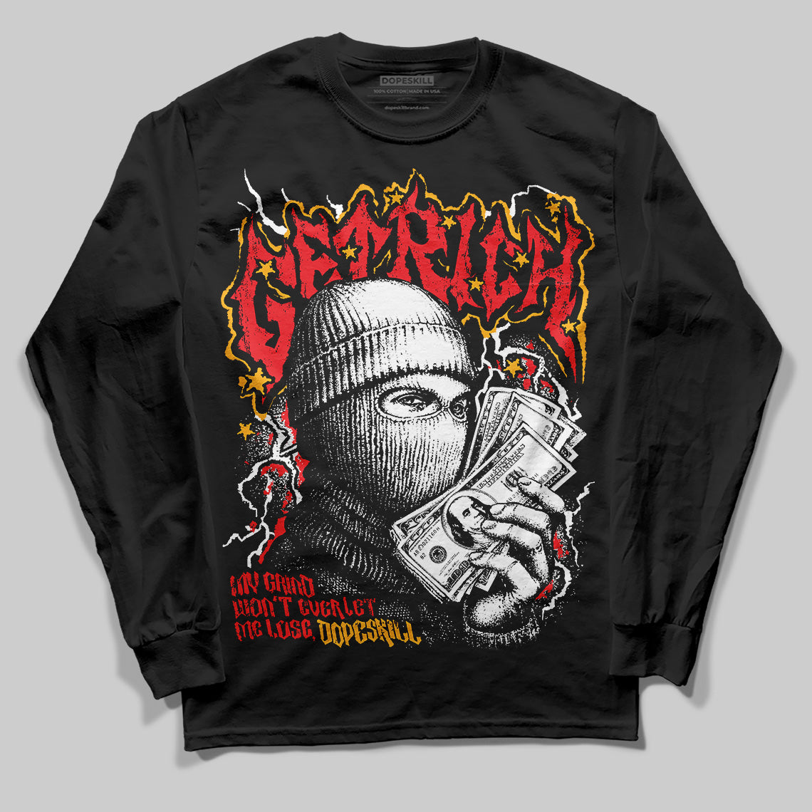 Red Sneakers DopeSkill Long Sleeve T-Shirt Wealthy Graphic Streetwear - Black