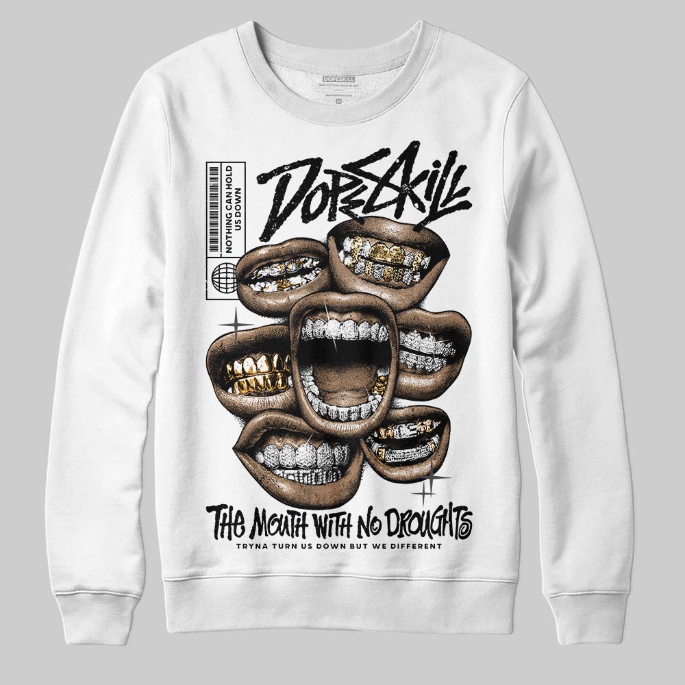 Jordan 4 “Black Cat” (2025) DopeSkill Sweatshirt The Mouth With No Droughts Graphic Streetwear - White