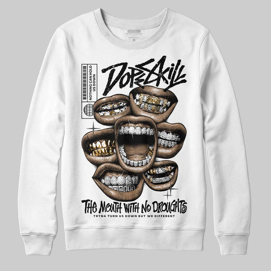 Jordan 4 “Black Cat” (2025) DopeSkill Sweatshirt The Mouth With No Droughts Graphic Streetwear - White