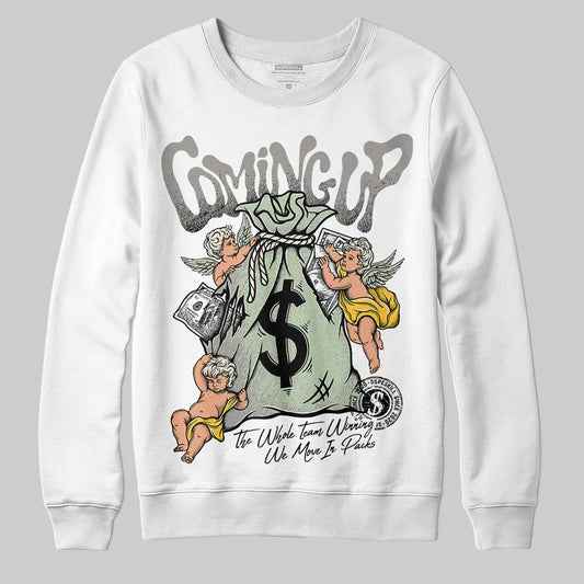 Jordan 4 WMNS “Seafoam” (2025) DopeSkill Sweatshirt Money Bag Coming Up Graphic Streetwear - White