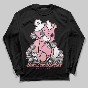 AMIRI White & Pink Stars Court Sneakers DopeSkill Long Sleeve T-Shirt MOMM Bear Graphic Streetwear - Black