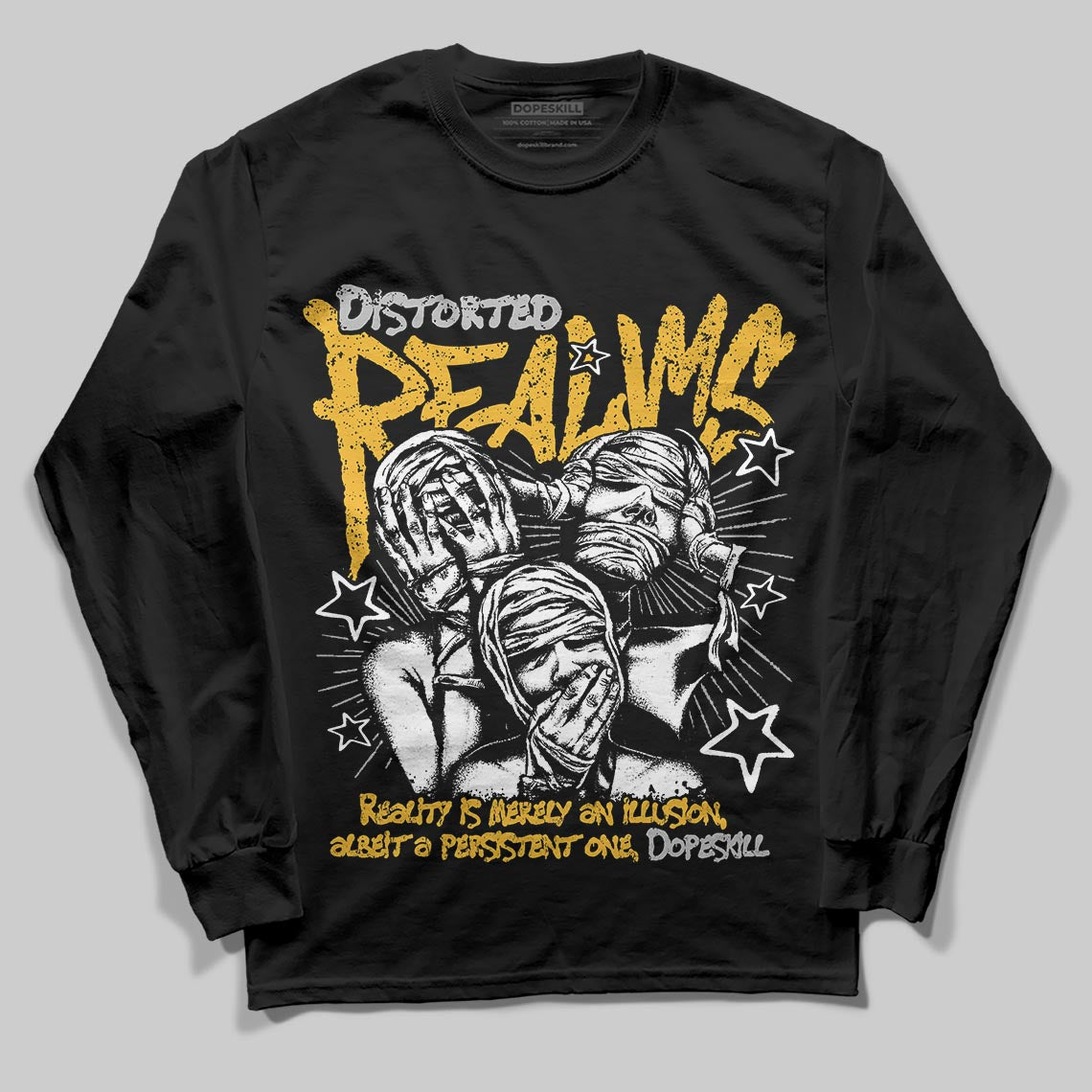 Jordan 5 'Tokyo' DopeSkill Long Sleeve T-Shirt Distorted Realms Graphic Streetwear - Black