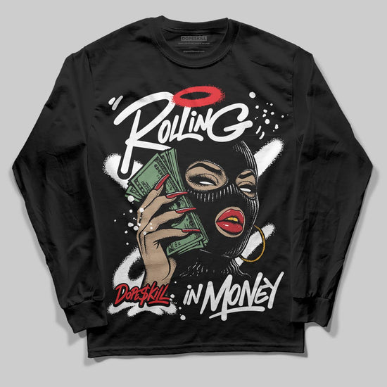 Black and White Sneakers DopeSkill Long Sleeve T-Shirt Rolling in Money Graphic Streetwear - Black