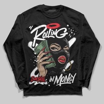 Black and White Sneakers DopeSkill Long Sleeve T-Shirt Rolling in Money Graphic Streetwear - Black