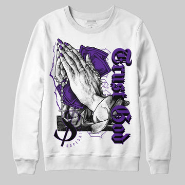 Jordan 3 Dark Iris DopeSkill Sweatshirt Trust God Graphic Streetwear - White