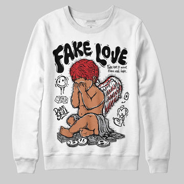 Jordan 4 OG “White Cement” DopeSkill Sweatshirt False Love Graphic Streetwear - White 