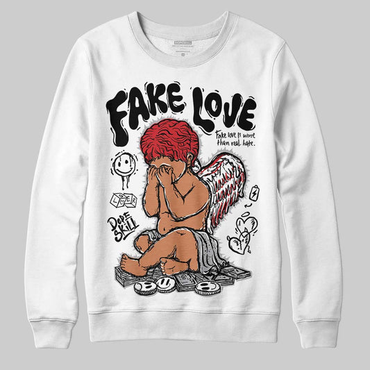 Jordan 4 OG “White Cement” DopeSkill Sweatshirt False Love Graphic Streetwear - White 
