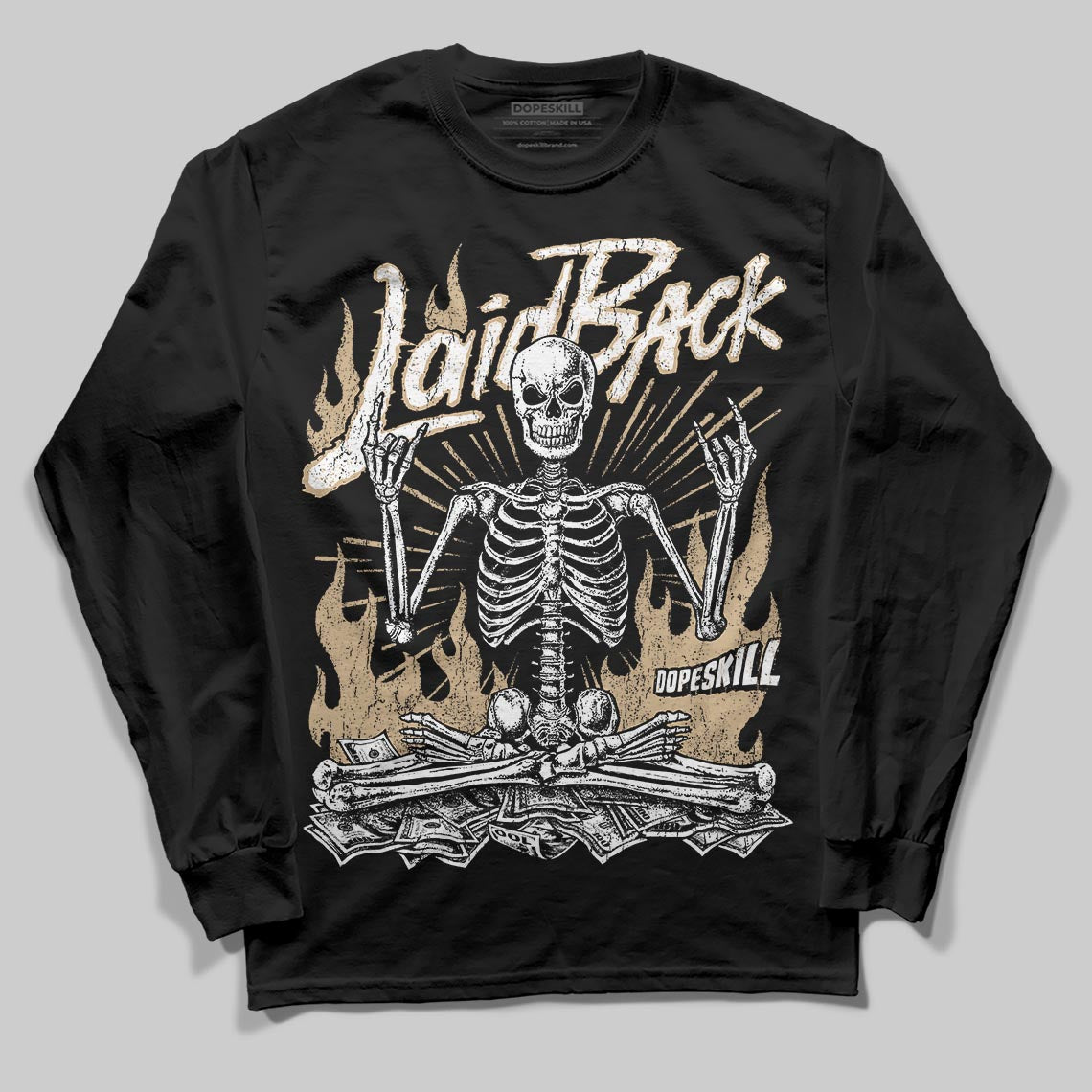 TAN Sneakers DopeSkill Long Sleeve T-Shirt Laid Back Graphic Streetwear - black