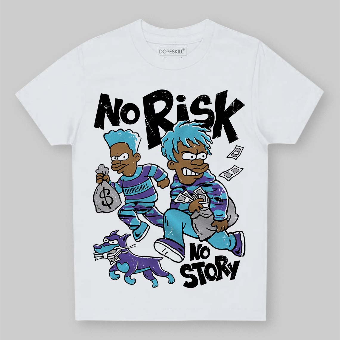 Jordan 8 Retro 'Aqua' 2025 DopeSkill Toddler Kids T-shirt No Risk No Story Graphic Streetwear - White