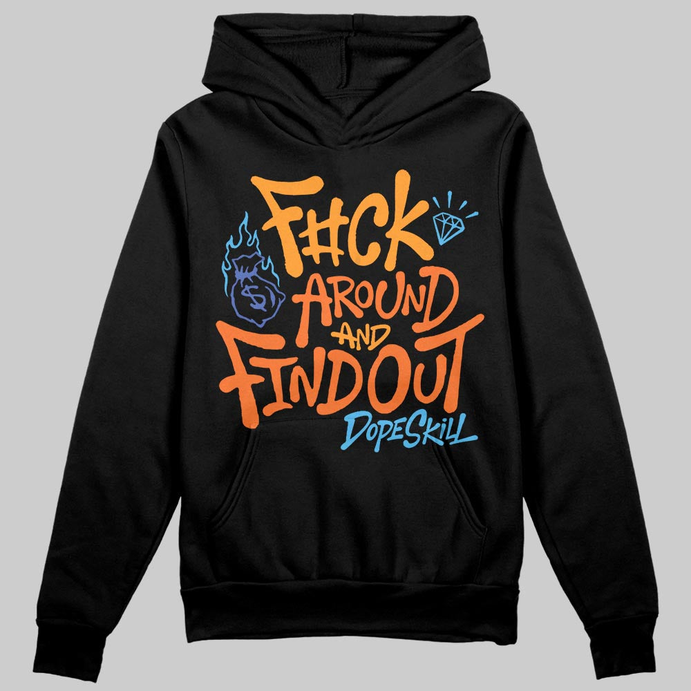 Orange, Black and White Sneakers DopeSkill Hoodie Sweatshirt F#ck Around And Find Out Graphic Streetwear -Black 