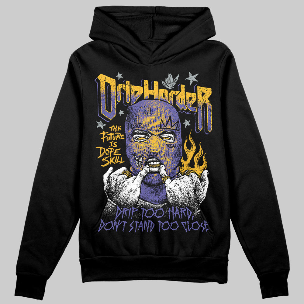 Jordan 4 Retro Lakers DopeSkill Hoodie Sweatshirt Drip Harder Graphic Streetwear - Black