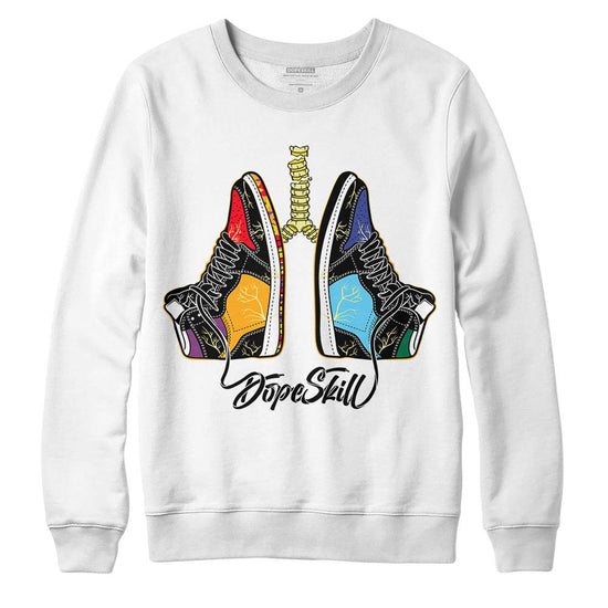 Jordan 1 Mid GS 'Six Championships' DopeSkill Sweatshirt Breathe Graphic Streetwear - White