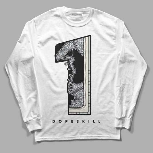 Jordan 1 Retro Low OG Black Cement DopeSkill Long Sleeve T-Shirt No.1 Graphic Streetwear - White