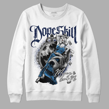 Jordan 3 "Midnight Navy" DopeSkill Sweatshirt Money Loves Me Graphic Streetwear - White 