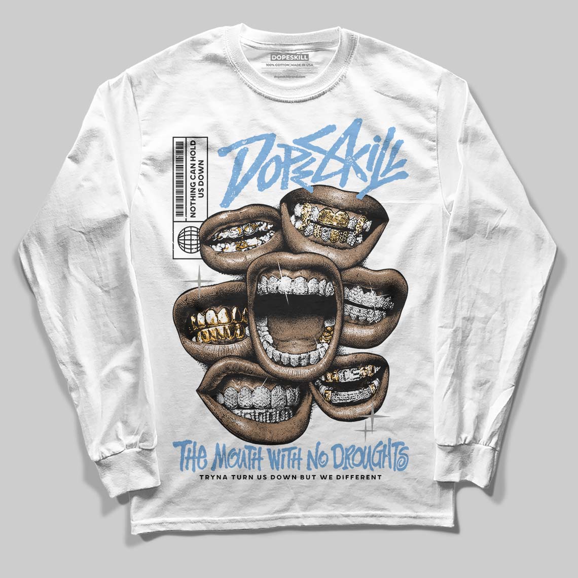 Jordan 12 Retro 'Melo' DopeSkill Long Sleeve T-Shirt The Mouth With No Droughts Graphic Streetwear - White