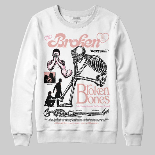 Jordan 1 Low OG “Rust Pink” DopeSkill Sweatshirt Broken Bones Graphic Streetwear - White 