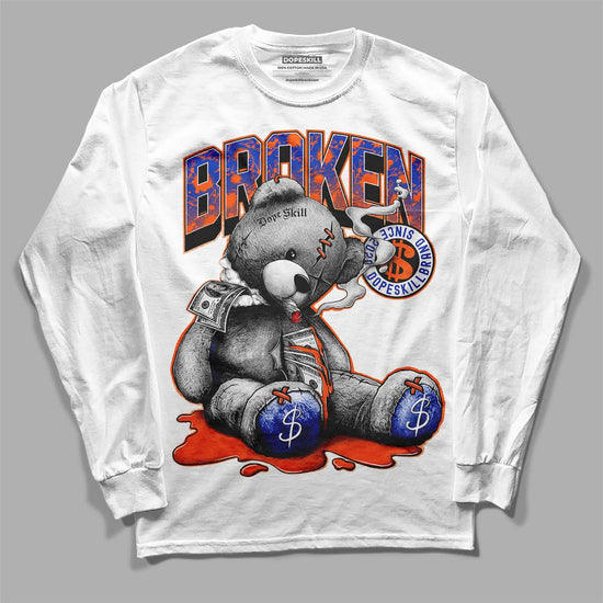 Dunk Low Futura Orange Blaze DopeSkill Long Sleeve T-Shirt Sick Bear Graphic Streetwear - White