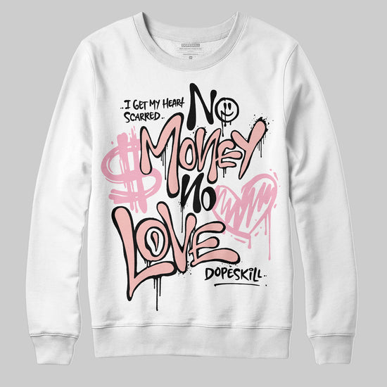 AMIRI White & Pink Stars Court Sneakers DopeSkill Sweatshirt No Money No Love Typo Graphic Streetwear - White