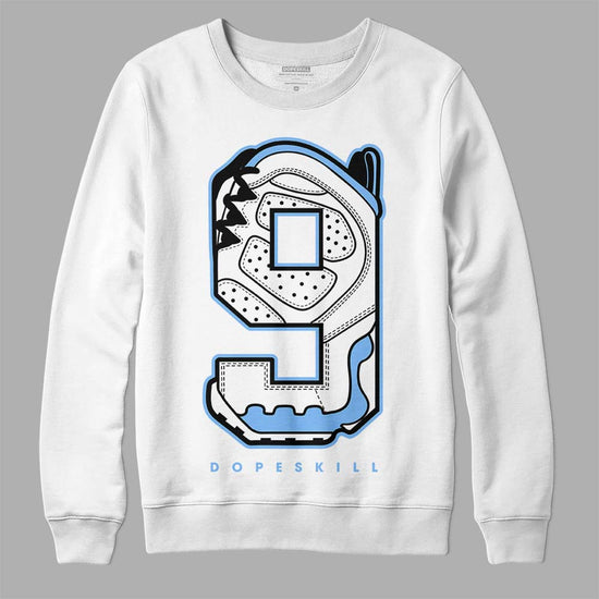 Jordan 9 Powder Blue DopeSkill Sweatshirt No.9 Graphic Streetwear - White