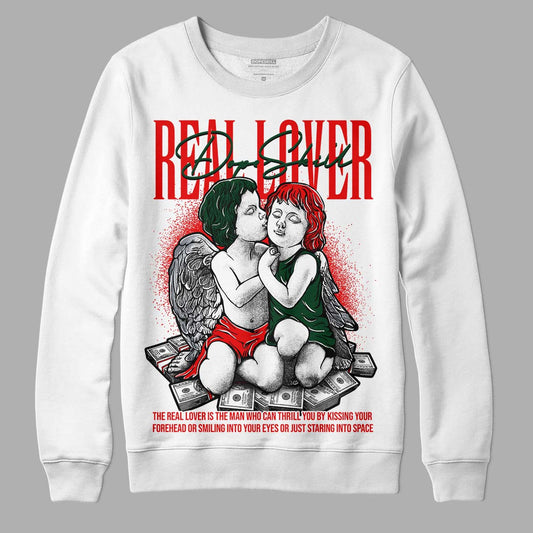 Jordan 2 White Fire Red DopeSkill Sweatshirt Real Lover Graphic Streetwear - White 