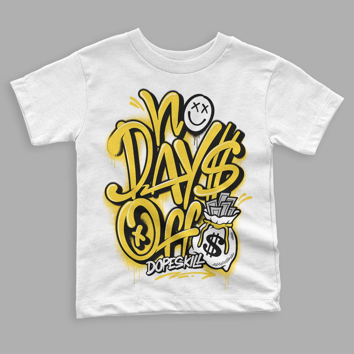 Jordan 4 Tour Yellow Thunder DopeSkill Toddler Kids T-shirt No Days Off Graphic Streetwear - White