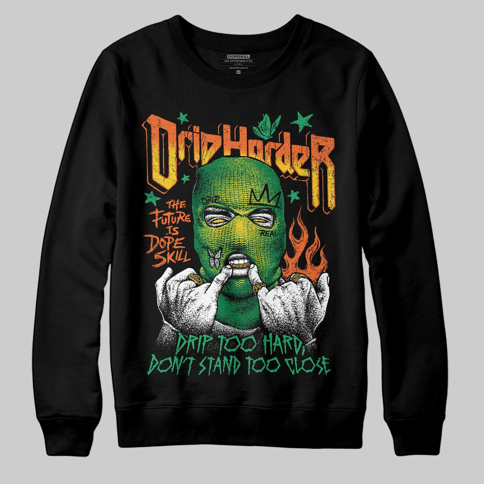 Green Sneakers DopeSkill Sweatshirt Drip Harder Graphic Streetwear - Black