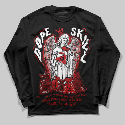 Jordan 12 Retro Flu Game (2025) DopeSkill Long Sleeve T-Shirt Angels Graphic Streetwear - Black