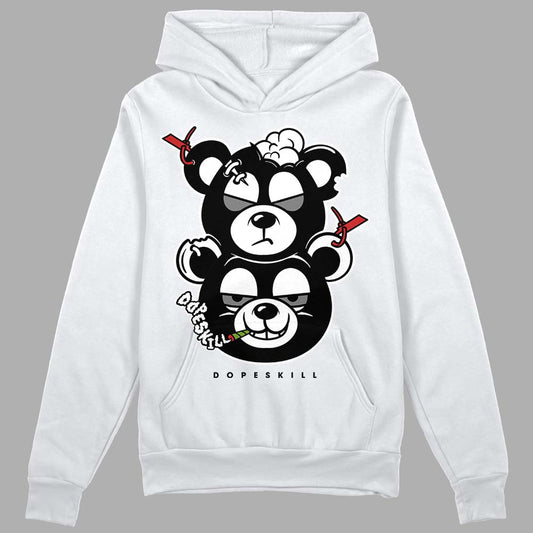 Jordan 1 High OG “Black/White” DopeSkill Hoodie Sweatshirt New Double Bear Graphic Streetwear - White 