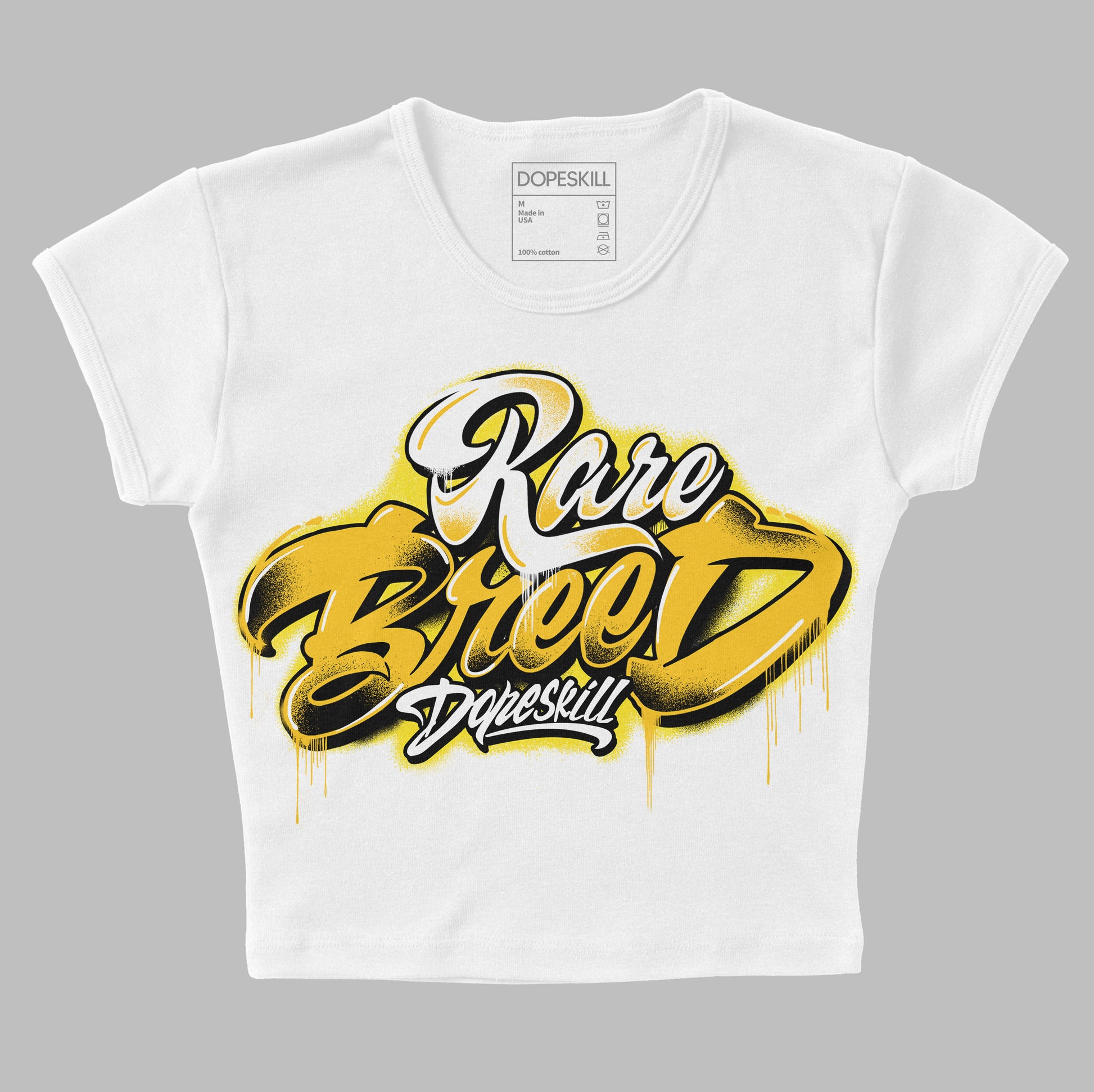 Jordan 4 Retro “Vivid Sulfur” DopeSkill Women's Crop Top Rare Breed Type Graphic Streetwear - White 