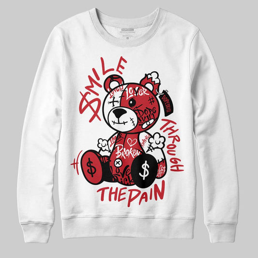 Jordan 5 Retro Fire Red Black Tongue (2025) DopeSkill Sweatshirt Smile Through The Pain Graphic Streetwear - White 