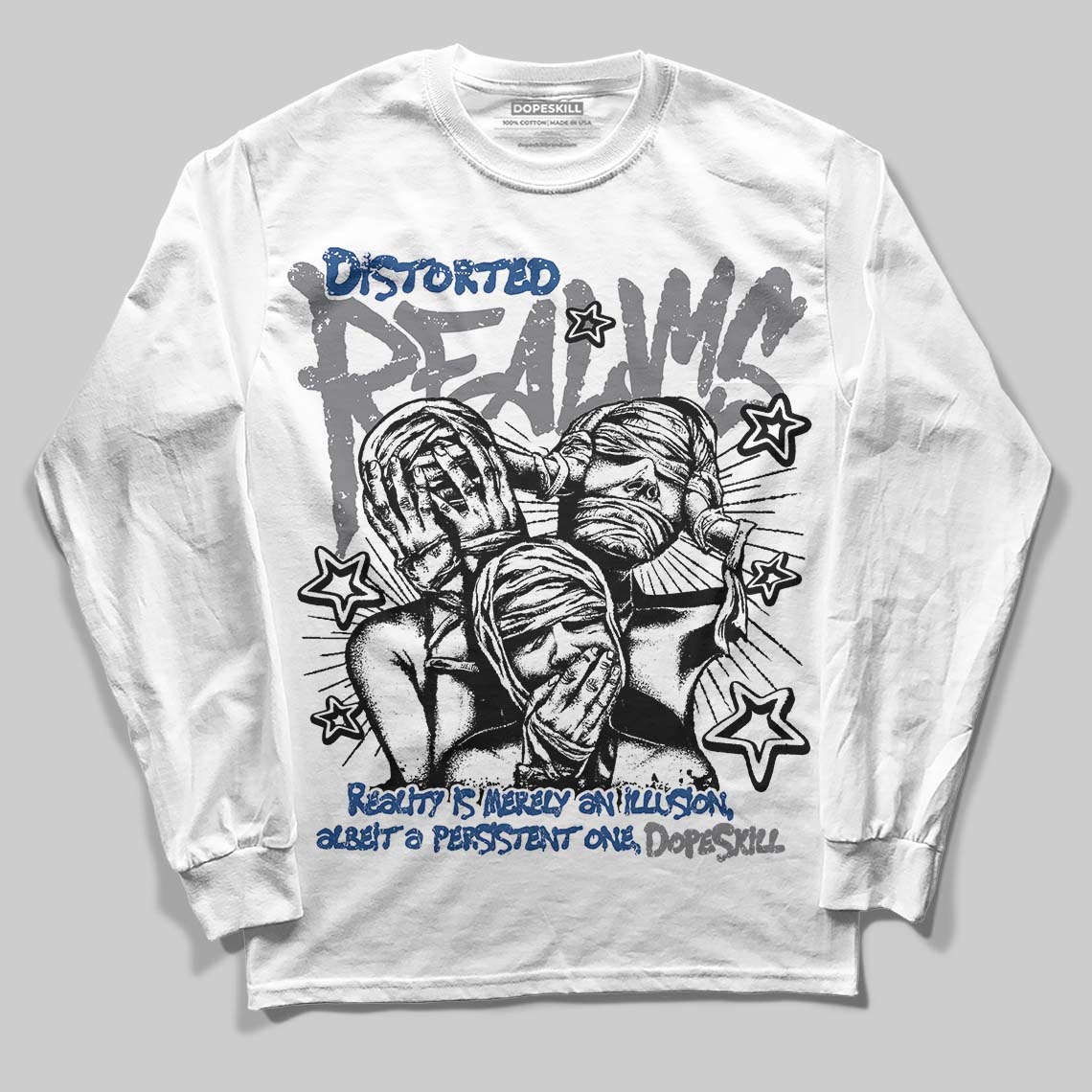 Jordan 9 Retro 'Flint Grey' 2026 DopeSkill Long Sleeve T-Shirt Distorted Realms Graphic Streetwear - White