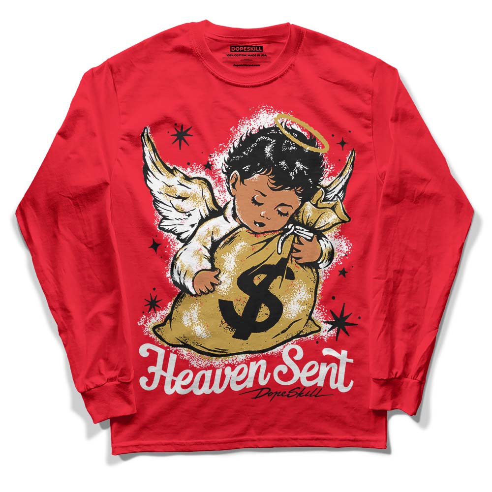 Jordan 4 Red Thunder DopeSkill Red Long Sleeve T-Shirt Heaven Sent Graphic Streetwear