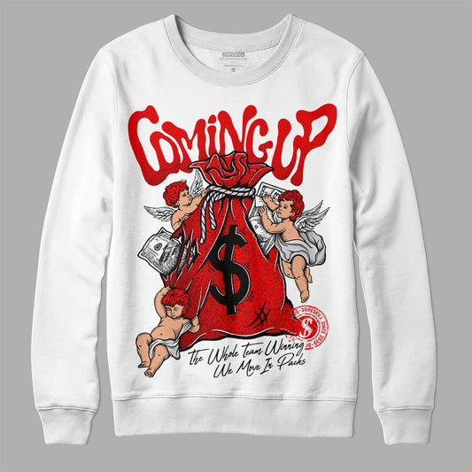 Jordan 4 Retro Red Cement DopeSkill Sweatshirt Money Bag Coming Up Graphic Streetwear - White 