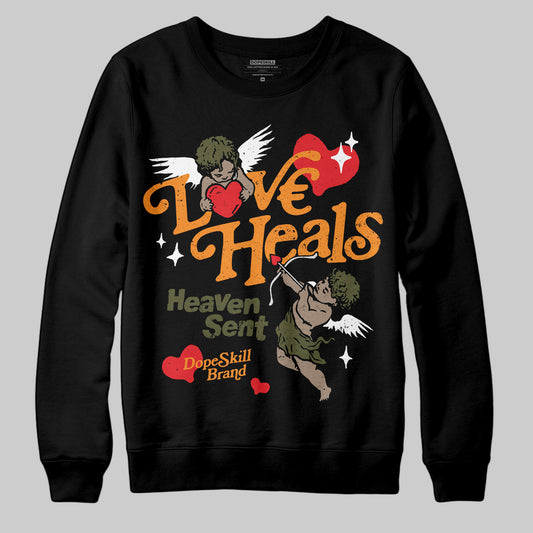 Jordan 5 "Olive" DopeSkill Sweatshirt New Love Heals Graphic Streetwear - Black