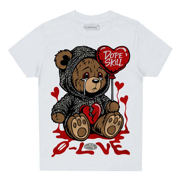 Jordan 3 Fire Red DopeSkill Toddler Kids T-shirt Broken Bear Graphic Streetwear - White 