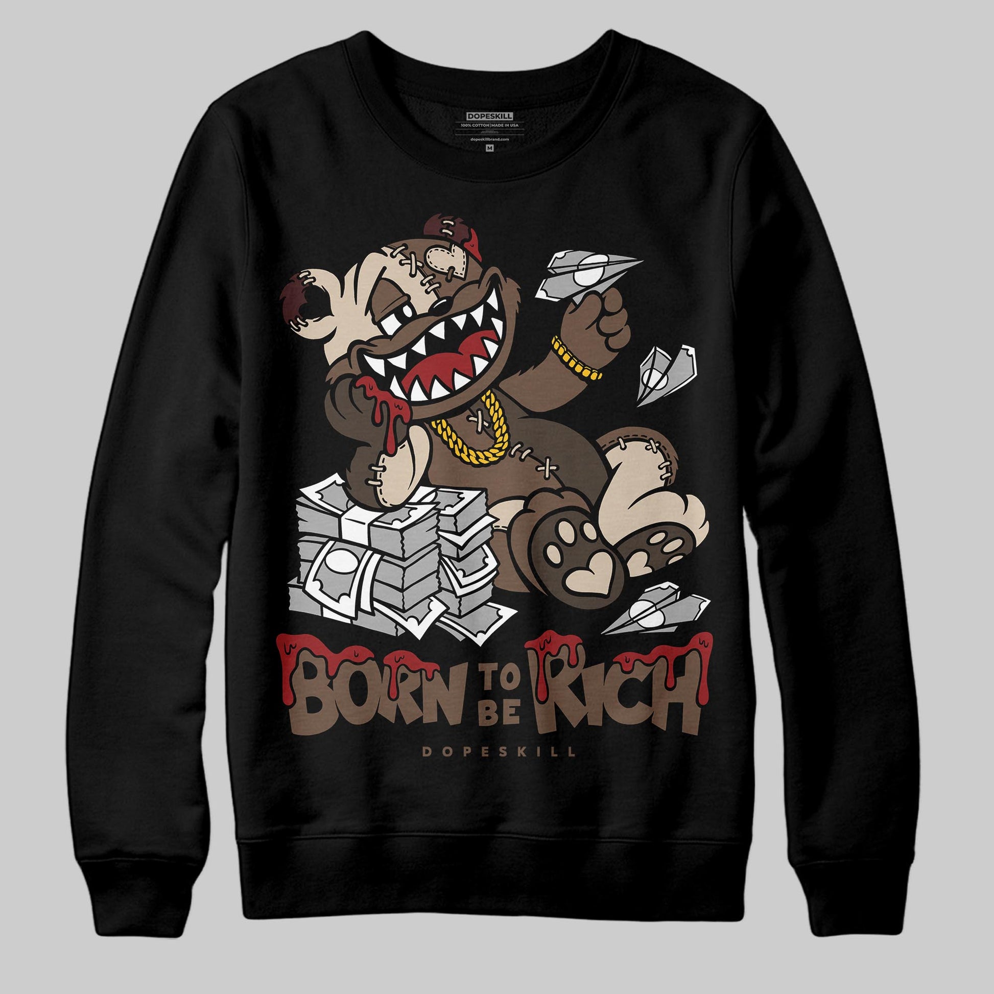 A Ma Maniére x Air Jordan 4 “Dark Mocha” DopeSkill Sweatshirt Born To Be Rich Graphic Streetwear - Black
