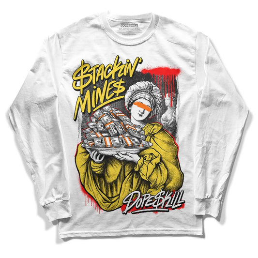 Jordan 4 Thunder DopeSkill Long Sleeve T-Shirt Stackin Mines Graphic Streetwear - White