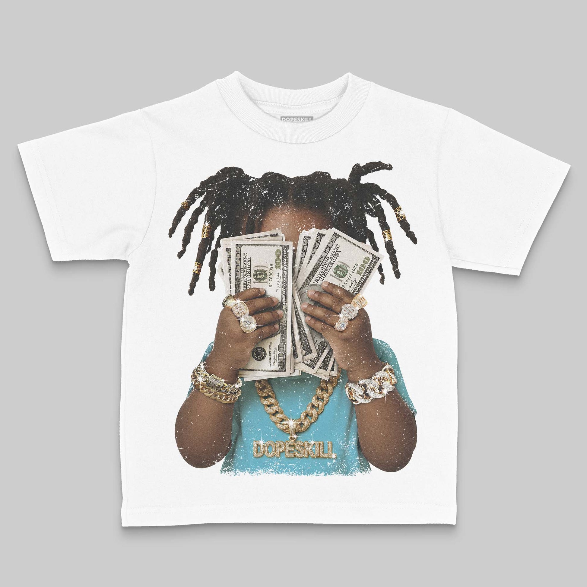 Jordan 11 Retro Gamma Blue (2025) DopeSkill Toddler Kids T-shirt Rich Youth Graphic Streetwear - White 